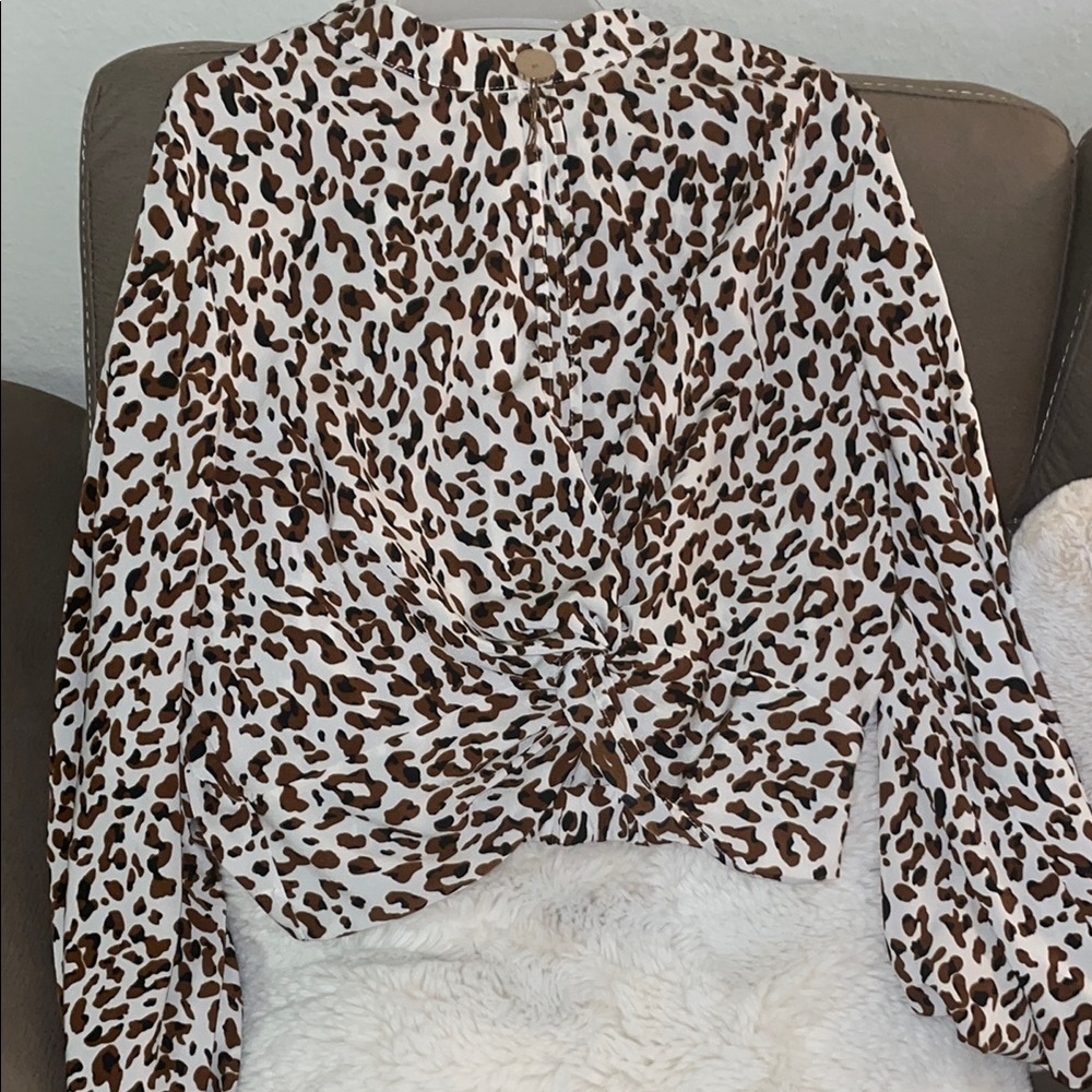 Main Strip Leopard Print Blouse
